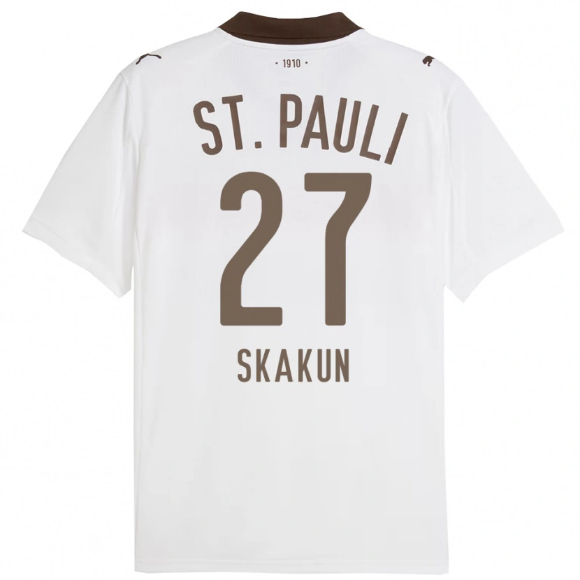 Danxen Mænd Oleg Skakun #27 Hvid Rød Udebane Spillertrøjer 2025/26 Trøje T-Shirt