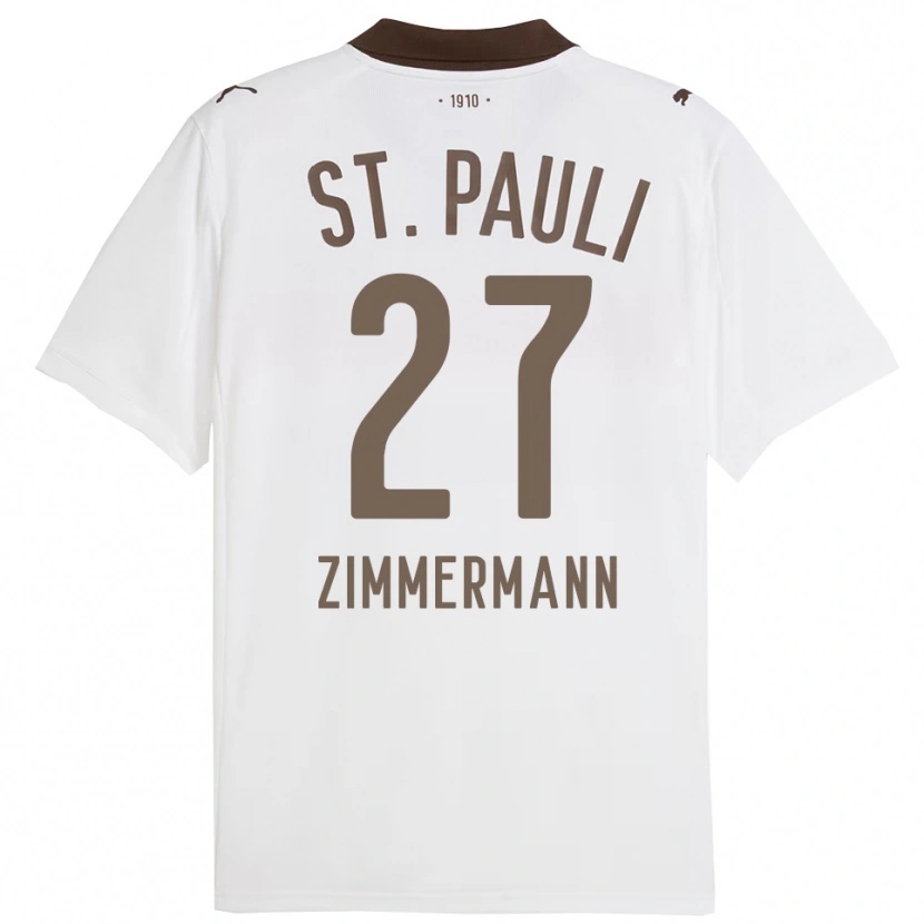 Danxen Mænd Tara Zimmermann #27 Hvid Rød Udebane Spillertrøjer 2025/26 Trøje T-Shirt