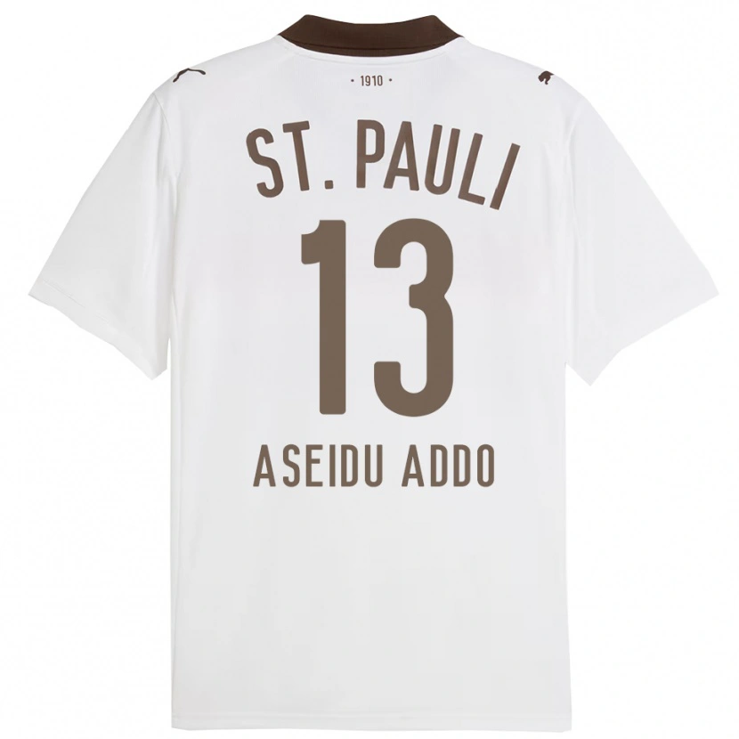 Danxen Mænd Joel Aseidu Addo #13 Hvid Rød Udebane Spillertrøjer 2025/26 Trøje T-Shirt