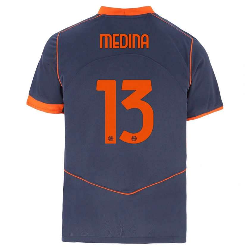 Danxen Mænd Alessio Medina #13 Grå Orange Tredje Sæt Spillertrøjer 2025/26 Trøje T-Shirt