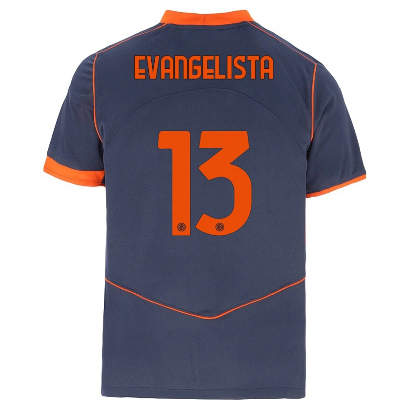 Danxen Mænd Edoardo Evangelista #13 Grå Orange Tredje Sæt Spillertrøjer 2025/26 Trøje T-Shirt