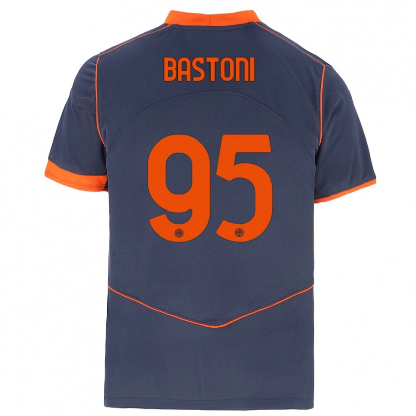Danxen Mænd Alessandro Bastoni #95 Grå Orange Tredje Sæt Spillertrøjer 2025/26 Trøje T-Shirt