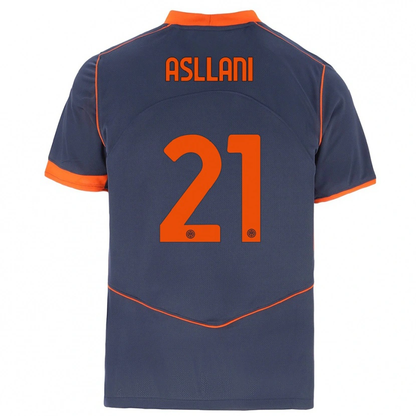 Danxen Mænd Kristjan Asllani #21 Grå Orange Tredje Sæt Spillertrøjer 2025/26 Trøje T-Shirt