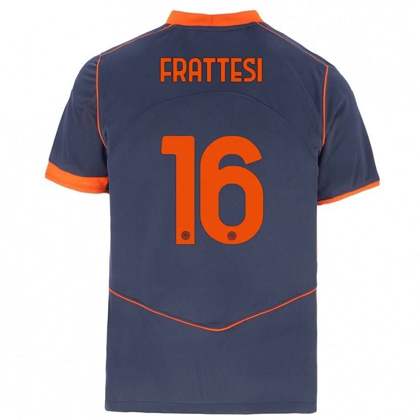 Danxen Mænd Davide Frattesi #16 Grå Orange Tredje Sæt Spillertrøjer 2025/26 Trøje T-Shirt
