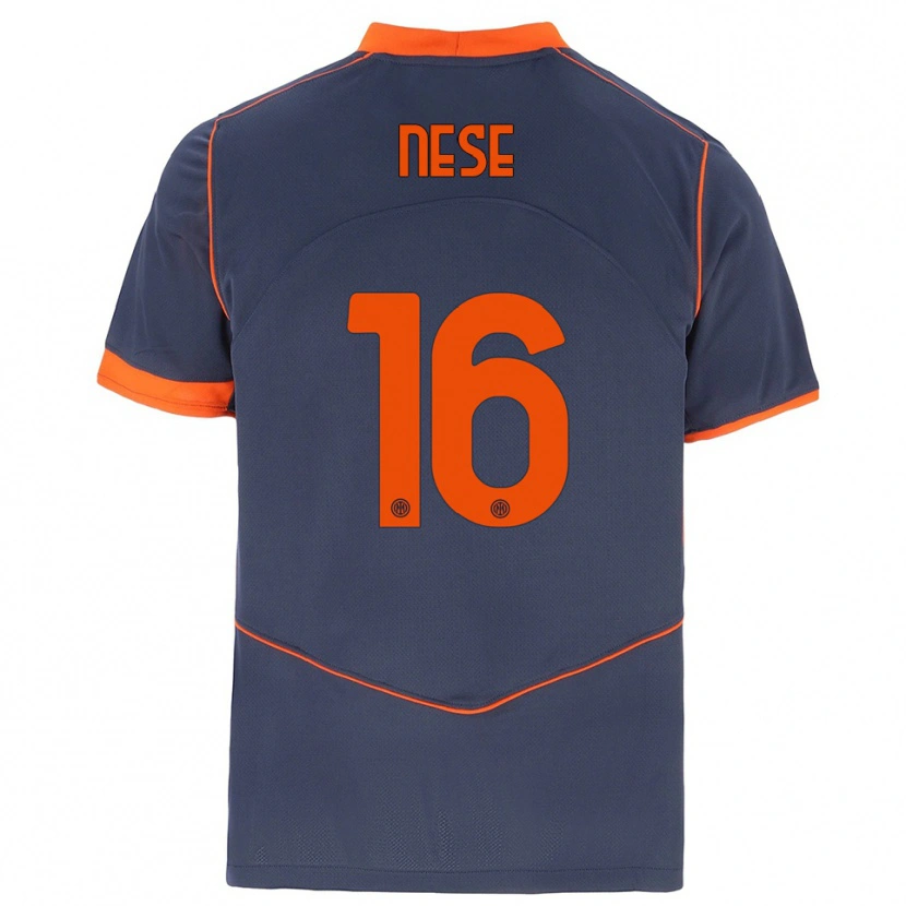 Danxen Mænd Alessio Nese #16 Grå Orange Tredje Sæt Spillertrøjer 2025/26 Trøje T-Shirt