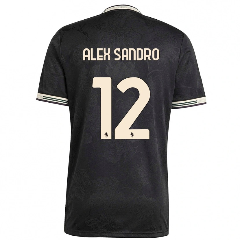 Danxen Mænd Alex Sandro #12 Sort Hvid Grøn Tredje Sæt Spillertrøjer 2025/26 Trøje T-Shirt