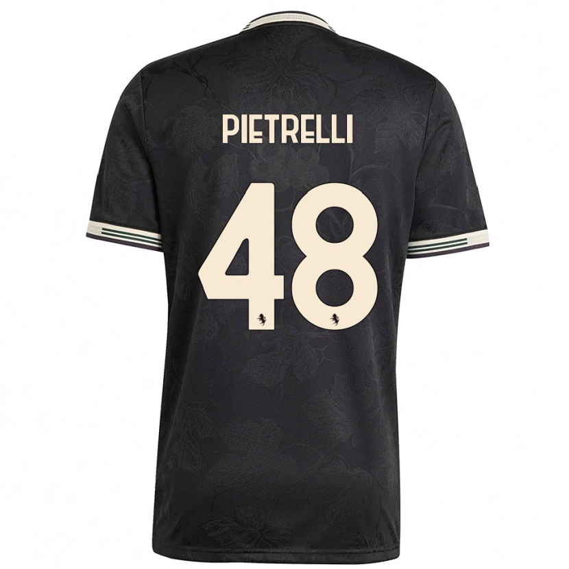 Danxen Mænd Alessandro Pietrelli #48 Sort Hvid Grøn Tredje Sæt Spillertrøjer 2025/26 Trøje T-Shirt