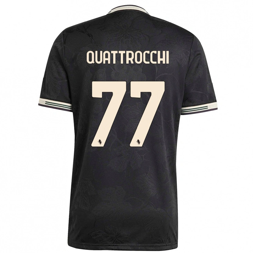 Danxen Mænd Juan Ignacio Quattrocchi #77 Sort Hvid Grøn Tredje Sæt Spillertrøjer 2025/26 Trøje T-Shirt