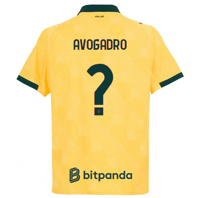 Danxen Mænd Pietro Avogadro #0 Gul Sort Tredje Sæt Spillertrøjer 2025/26 Trøje T-Shirt