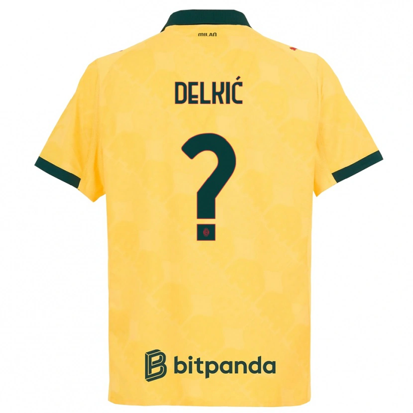 Danxen Mænd Dino Delkić #0 Gul Sort Tredje Sæt Spillertrøjer 2025/26 Trøje T-Shirt
