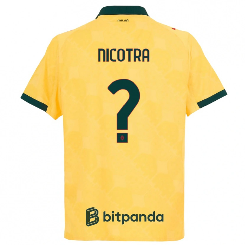 Danxen Mænd Riccardo Nicotra #0 Gul Sort Tredje Sæt Spillertrøjer 2025/26 Trøje T-Shirt