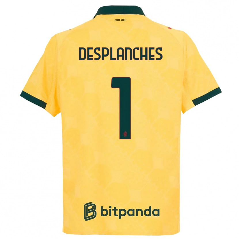 Danxen Mænd Sebastiano Desplanches #1 Gul Sort Tredje Sæt Spillertrøjer 2025/26 Trøje T-Shirt