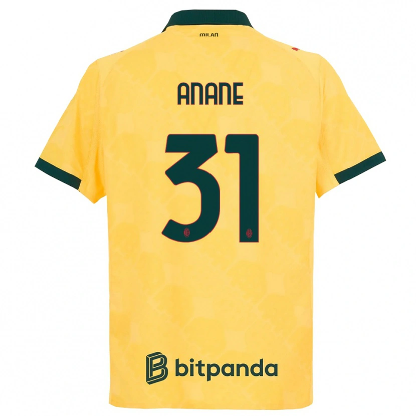 Danxen Mænd Emmanuel Anane #31 Gul Sort Tredje Sæt Spillertrøjer 2025/26 Trøje T-Shirt