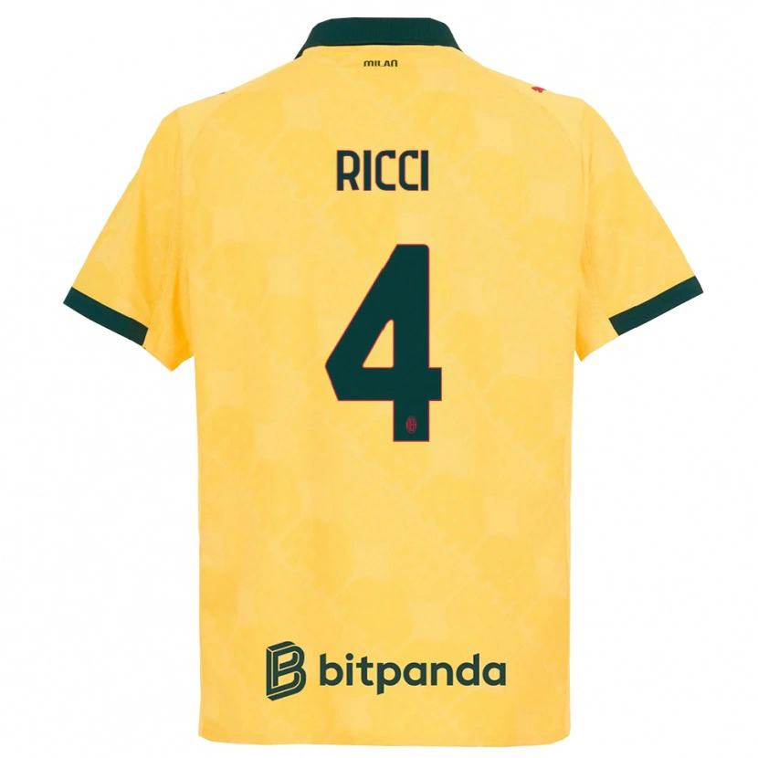 Danxen Mænd Samuele Ricci #4 Gul Sort Tredje Sæt Spillertrøjer 2025/26 Trøje T-Shirt