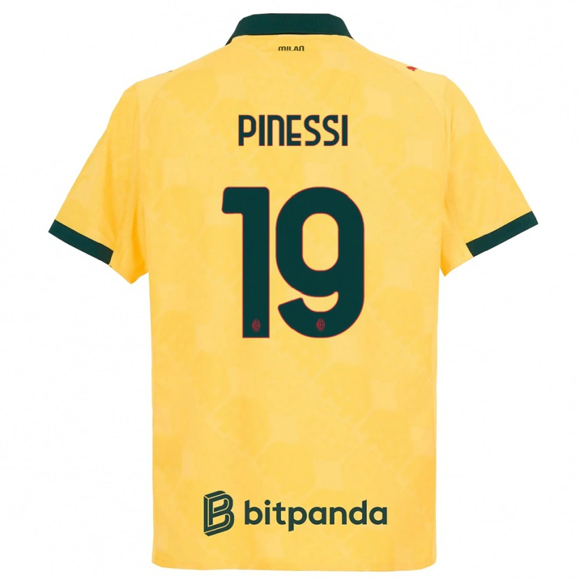 Danxen Mænd Riccardo Pinessi #19 Gul Sort Tredje Sæt Spillertrøjer 2025/26 Trøje T-Shirt