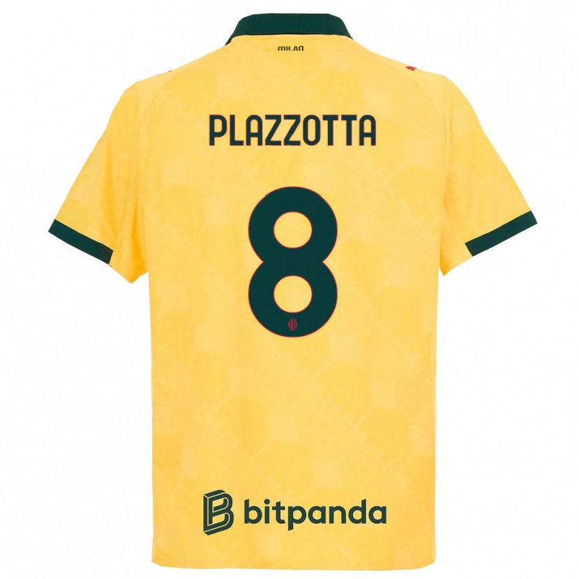 Danxen Mænd Filippo Plazzotta #8 Gul Sort Tredje Sæt Spillertrøjer 2025/26 Trøje T-Shirt