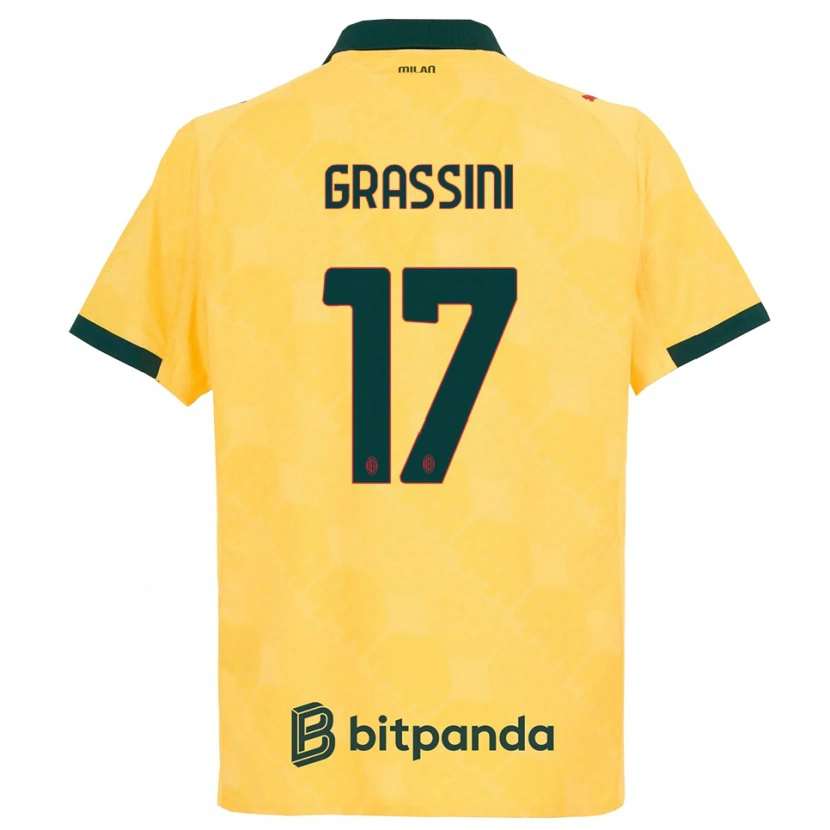 Danxen Mænd Riccardo Grassini #17 Gul Sort Tredje Sæt Spillertrøjer 2025/26 Trøje T-Shirt