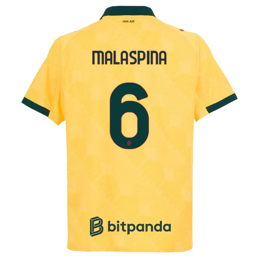 Danxen Mænd Mattia Malaspina #6 Gul Sort Tredje Sæt Spillertrøjer 2025/26 Trøje T-Shirt