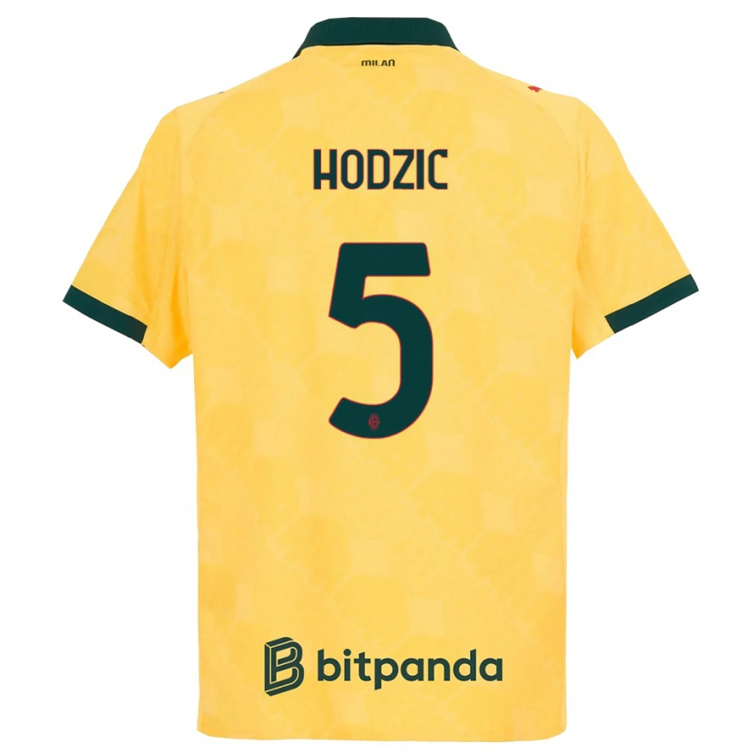 Danxen Mænd Demirel Hodzic #5 Gul Sort Tredje Sæt Spillertrøjer 2025/26 Trøje T-Shirt