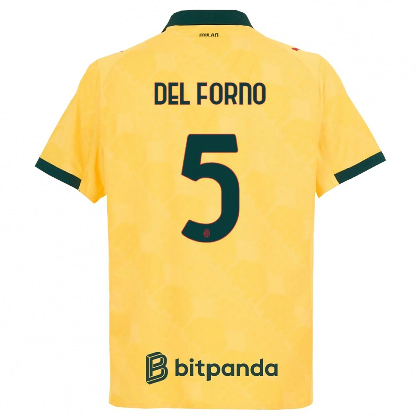 Danxen Mænd Luca Del Forno #5 Gul Sort Tredje Sæt Spillertrøjer 2025/26 Trøje T-Shirt
