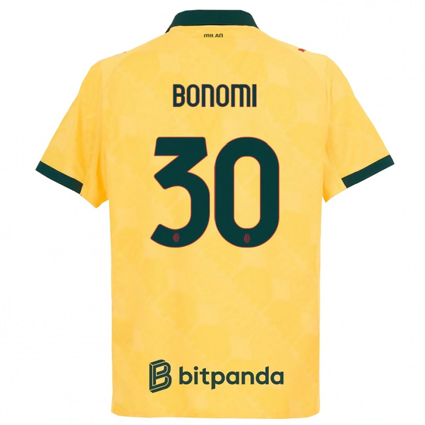 Danxen Mænd Alessandro Bonomi #30 Gul Sort Tredje Sæt Spillertrøjer 2025/26 Trøje T-Shirt