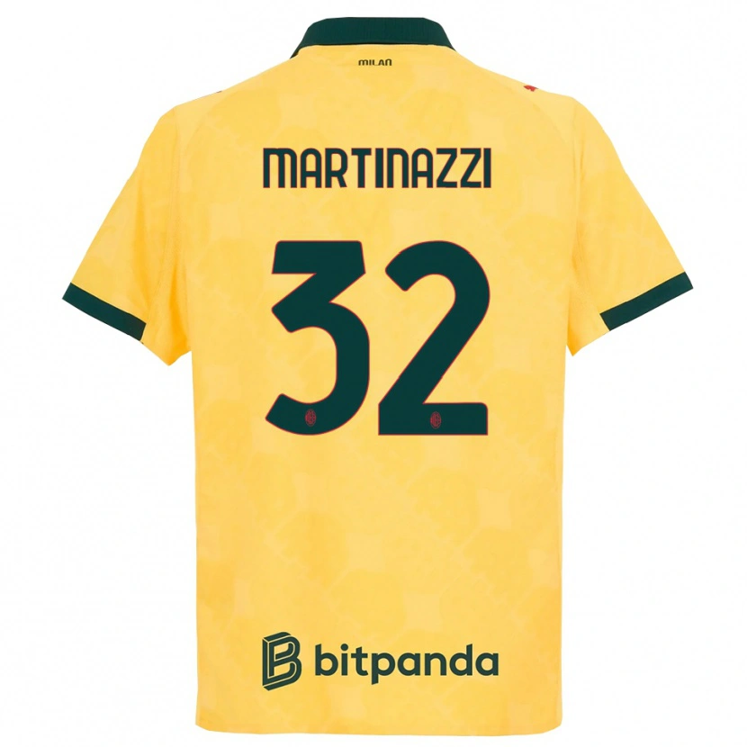 Danxen Mænd Luca Martinazzi #32 Gul Sort Tredje Sæt Spillertrøjer 2025/26 Trøje T-Shirt