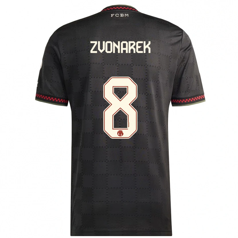 Danxen Mænd Lovro Zvonarek #8 Sort Hvid Tredje Sæt Spillertrøjer 2025/26 Trøje T-Shirt