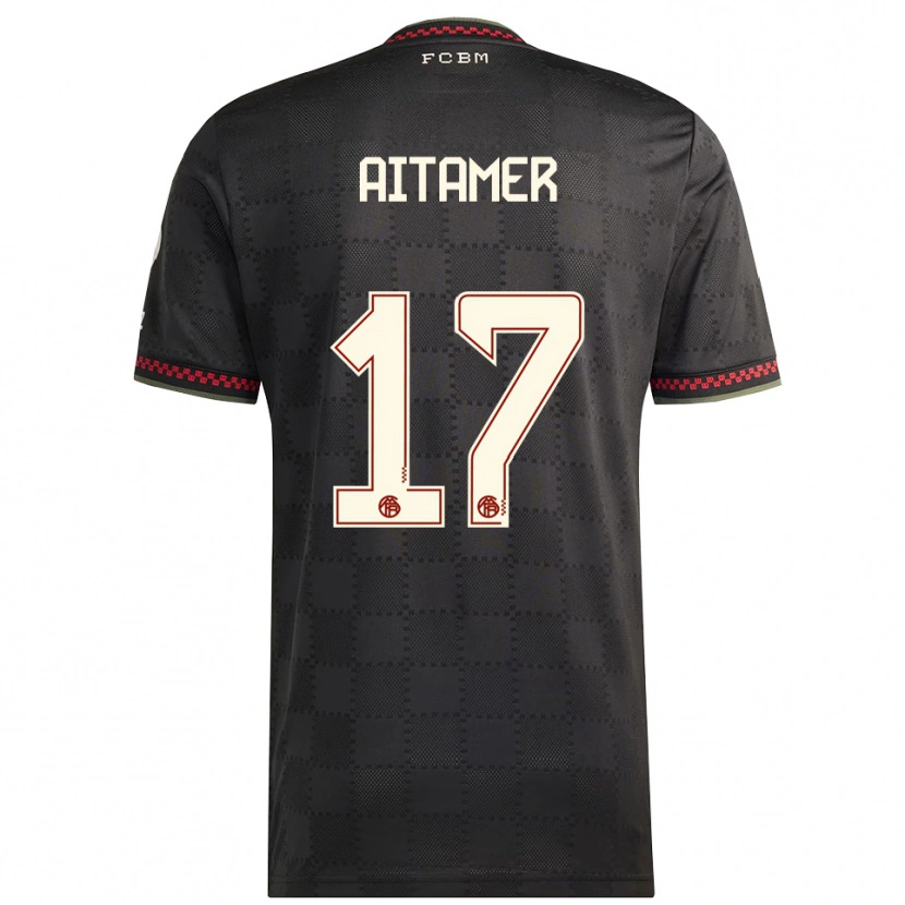Danxen Mænd Younes Aitamer #17 Sort Hvid Tredje Sæt Spillertrøjer 2025/26 Trøje T-Shirt