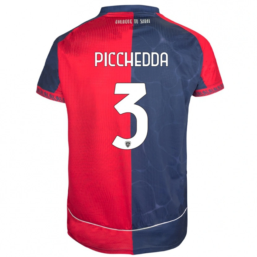 Danxen Kvinder Marco Picchedda #3 Rød Navy Hjemmebane Spillertrøjer 2025/26 Trøje T-Shirt