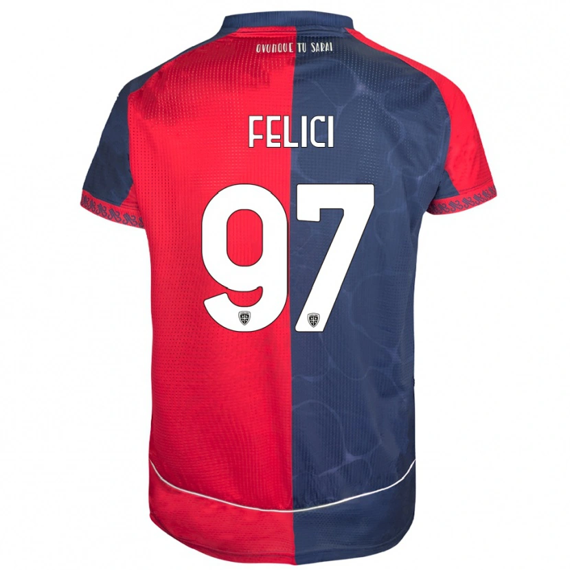 Danxen Kvinder Mattia Felici #97 Rød Navy Hjemmebane Spillertrøjer 2025/26 Trøje T-Shirt