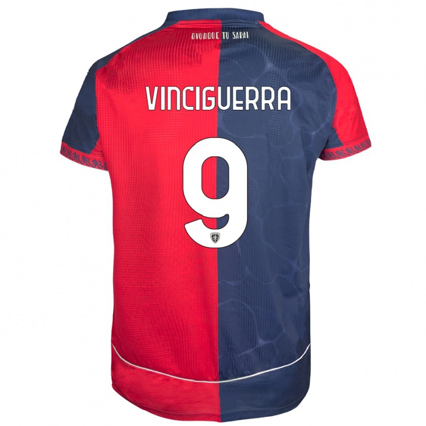 Danxen Kvinder Alessandro Vinciguerra #9 Rød Navy Hjemmebane Spillertrøjer 2025/26 Trøje T-Shirt