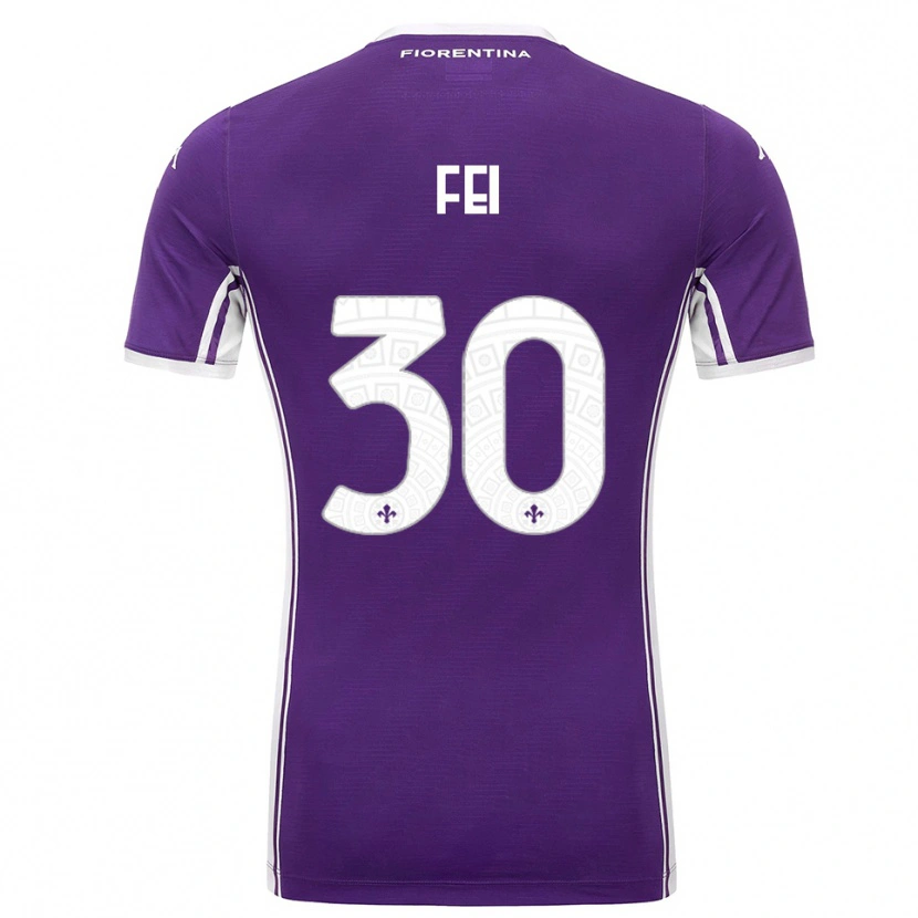 Danxen Kvinder Gianmaria Fei #30 Lilla Hvid Hjemmebane Spillertrøjer 2025/26 Trøje T-Shirt