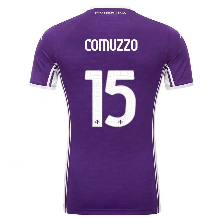 Danxen Kvinder Pietro Comuzzo #15 Lilla Hvid Hjemmebane Spillertrøjer 2025/26 Trøje T-Shirt
