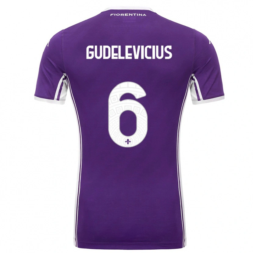 Danxen Kvinder Ernestas Gudelevičius #6 Lilla Hvid Hjemmebane Spillertrøjer 2025/26 Trøje T-Shirt