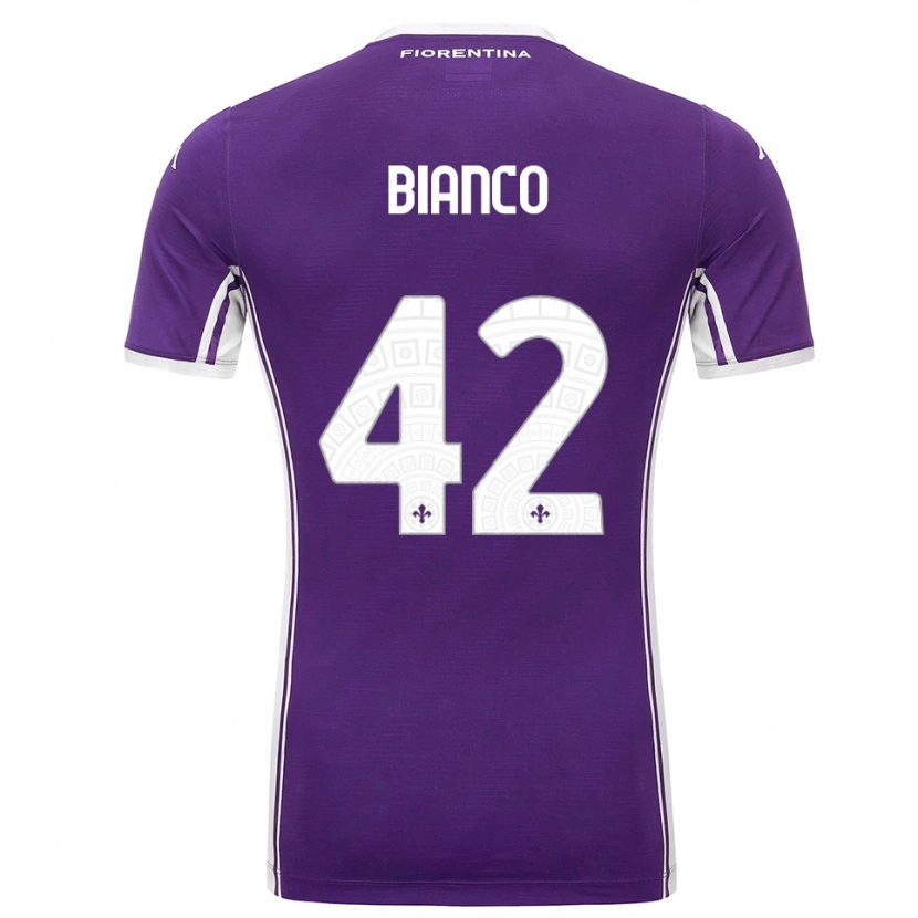 Danxen Kvinder Alessandro Bianco #42 Lilla Hvid Hjemmebane Spillertrøjer 2025/26 Trøje T-Shirt