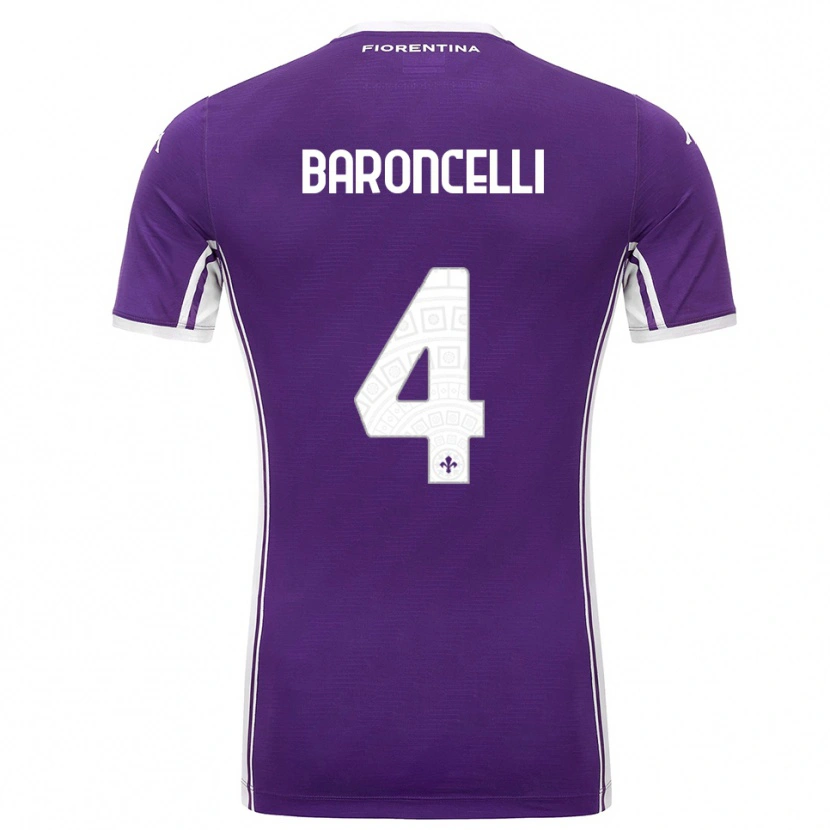 Danxen Kvinder Leonardo Baroncelli #4 Lilla Hvid Hjemmebane Spillertrøjer 2025/26 Trøje T-Shirt