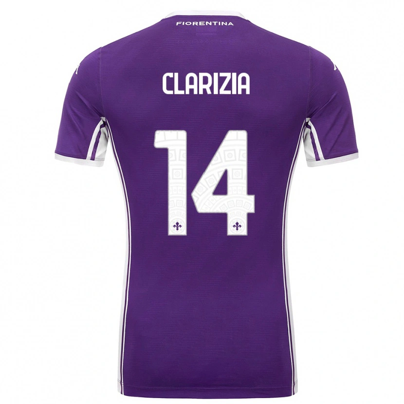 Danxen Kvinder Leonardo Clarizia #14 Lilla Hvid Hjemmebane Spillertrøjer 2025/26 Trøje T-Shirt