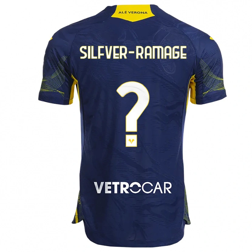 Danxen Kvinder William Silfver-Ramage #0 Navy Gul Hjemmebane Spillertrøjer 2025/26 Trøje T-Shirt