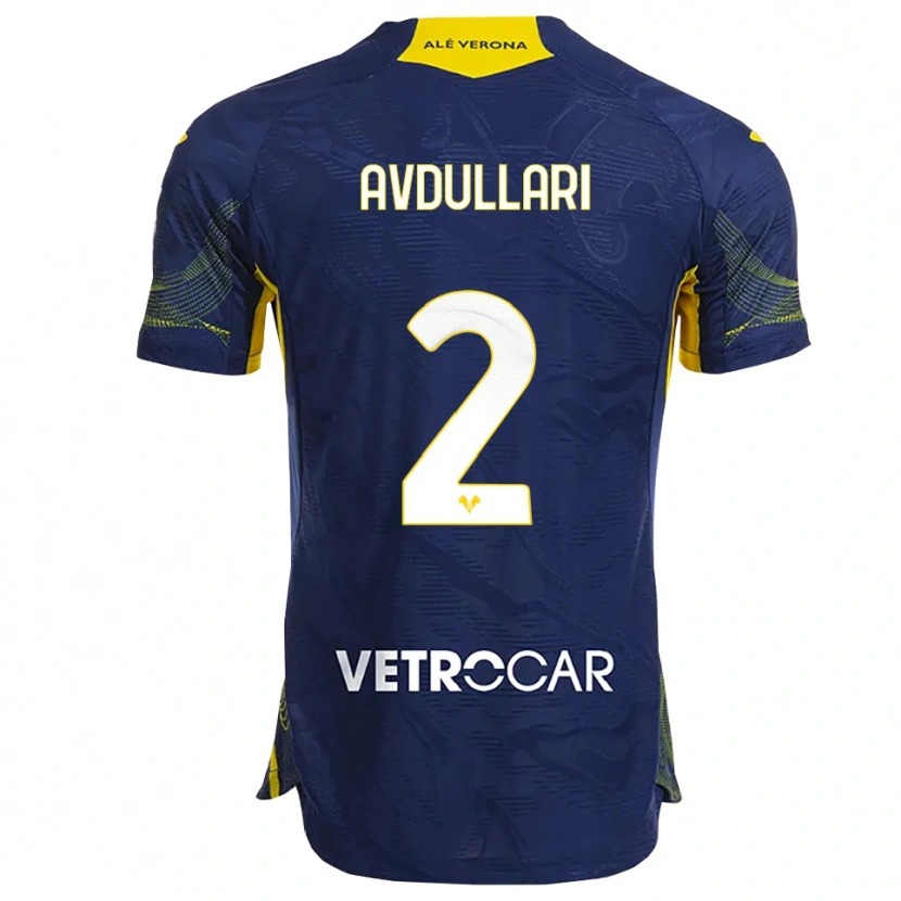 Danxen Kvinder Davide Avdullari #2 Navy Gul Hjemmebane Spillertrøjer 2025/26 Trøje T-Shirt