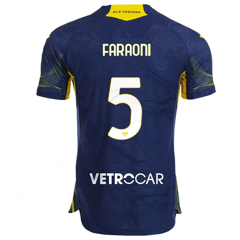 Danxen Kvinder Davide Faraoni #5 Navy Gul Hjemmebane Spillertrøjer 2025/26 Trøje T-Shirt