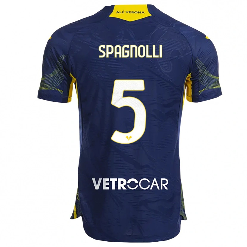 Danxen Kvinder Matteo Spagnolli #5 Navy Gul Hjemmebane Spillertrøjer 2025/26 Trøje T-Shirt