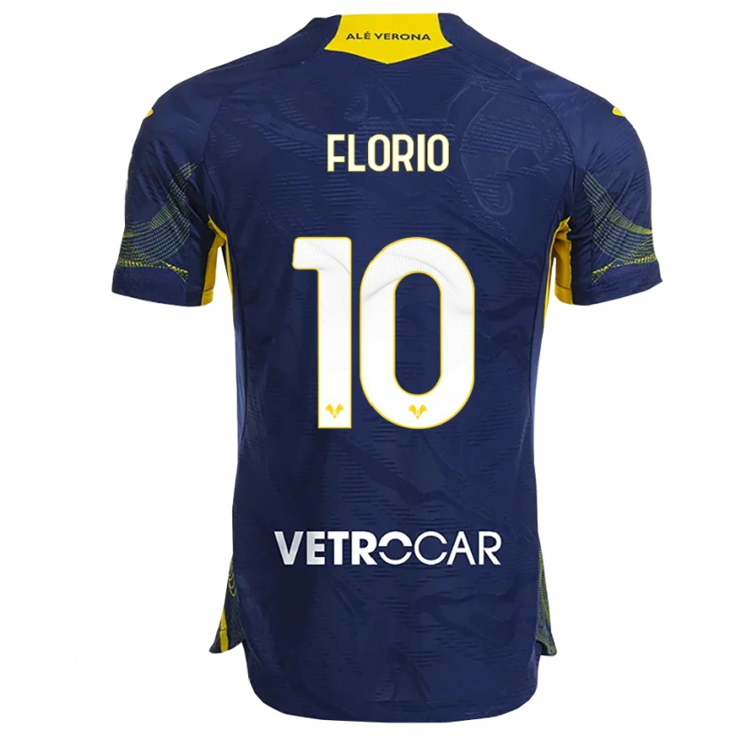 Danxen Kvinder Mattia Florio #10 Navy Gul Hjemmebane Spillertrøjer 2025/26 Trøje T-Shirt