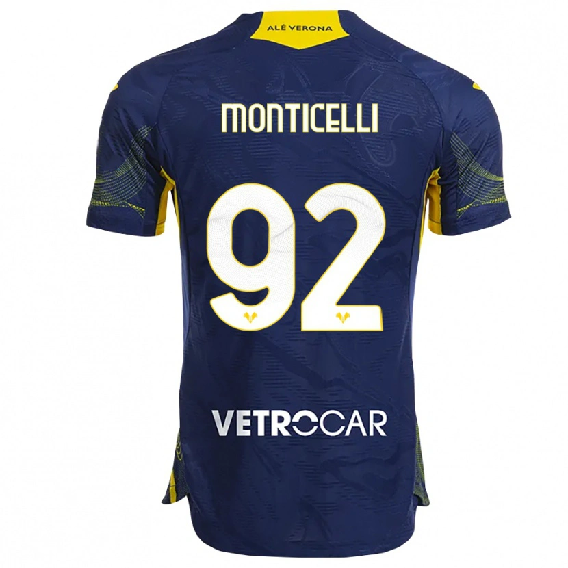 Danxen Kvinder Luca Monticelli #92 Navy Gul Hjemmebane Spillertrøjer 2025/26 Trøje T-Shirt