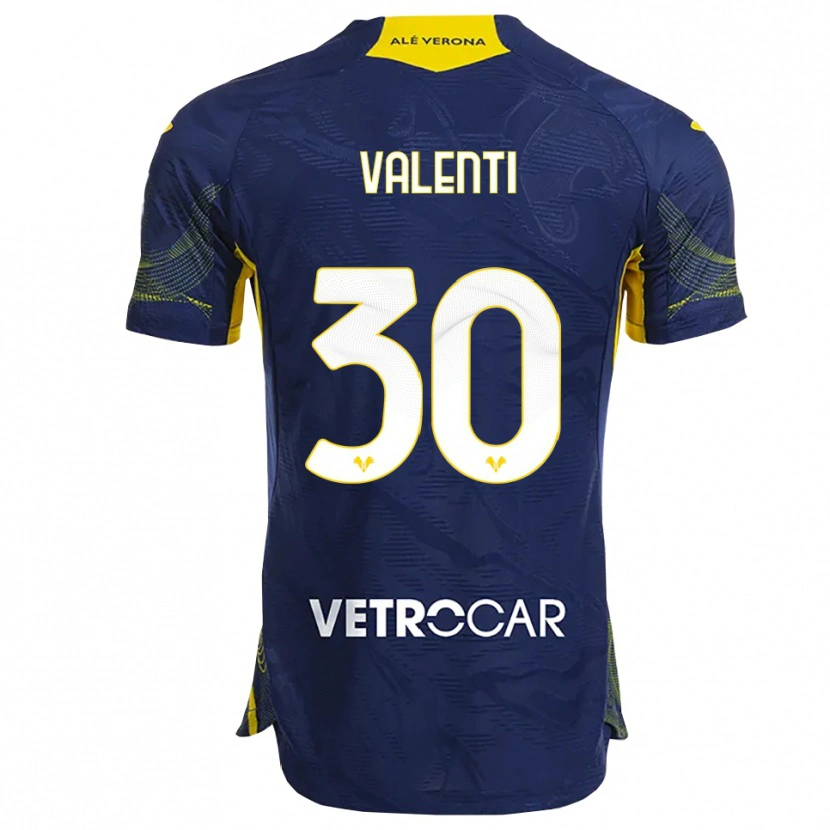 Danxen Kvinder Francesco Valenti #30 Navy Gul Hjemmebane Spillertrøjer 2025/26 Trøje T-Shirt
