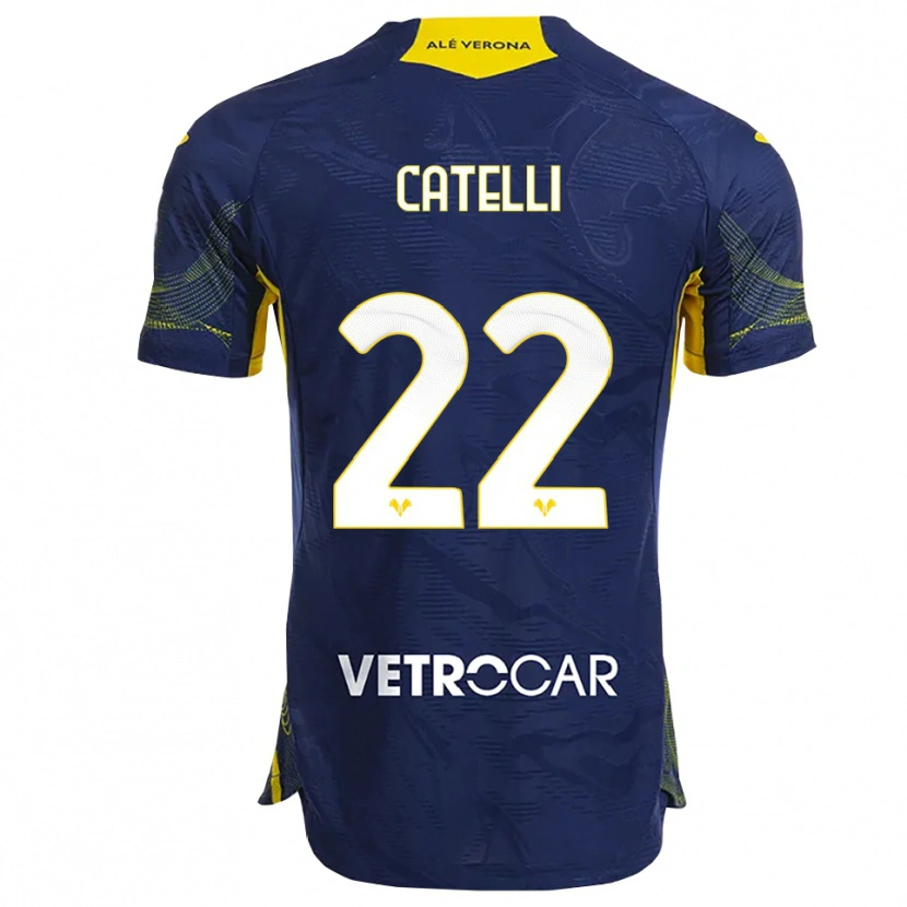 Danxen Kvinder Anna Catelli #22 Navy Gul Hjemmebane Spillertrøjer 2025/26 Trøje T-Shirt