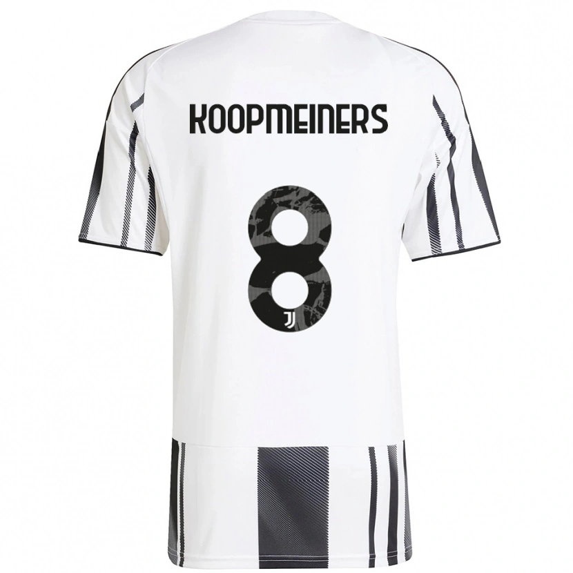 Danxen Kvinder Teun Koopmeiners #8 Hvid Sort Hjemmebane Spillertrøjer 2025/26 Trøje T-Shirt