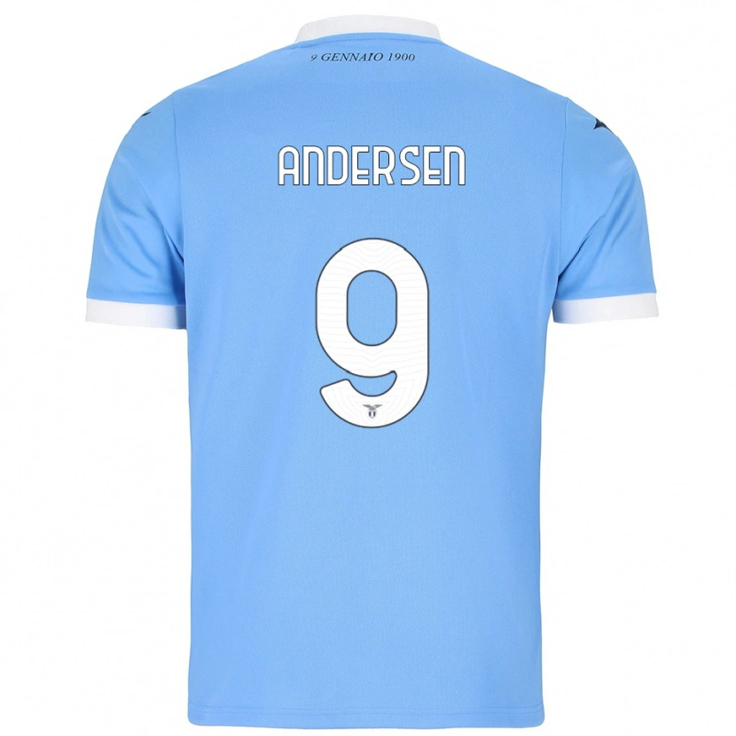 Danxen Kvinder Signe Holt Andersen #9 Lyseblå Hvid Hjemmebane Spillertrøjer 2025/26 Trøje T-Shirt