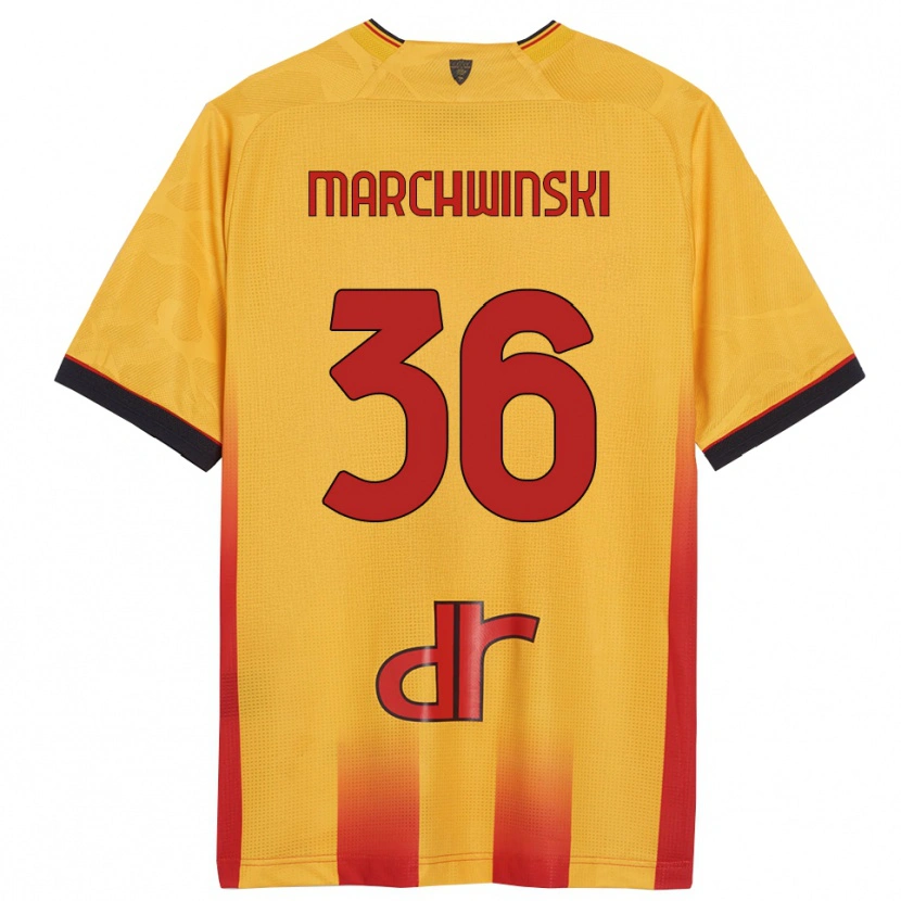 Danxen Kvinder Filip Marchwinski #36 Gul Orange Hjemmebane Spillertrøjer 2025/26 Trøje T-Shirt