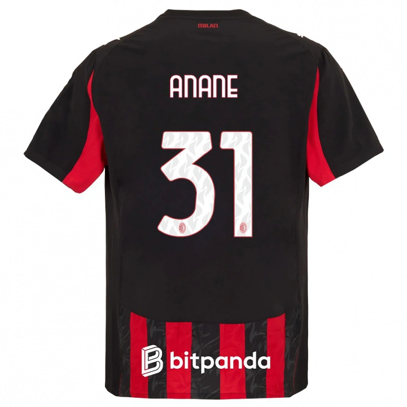 Danxen Kvinder Emmanuel Anane #31 Rød Sort Hjemmebane Spillertrøjer 2025/26 Trøje T-Shirt