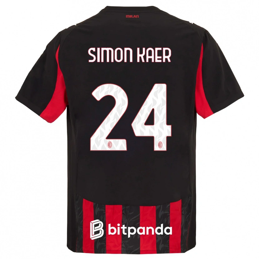 Danxen Kvinder Simon Kaer #24 Rød Sort Hjemmebane Spillertrøjer 2025/26 Trøje T-Shirt